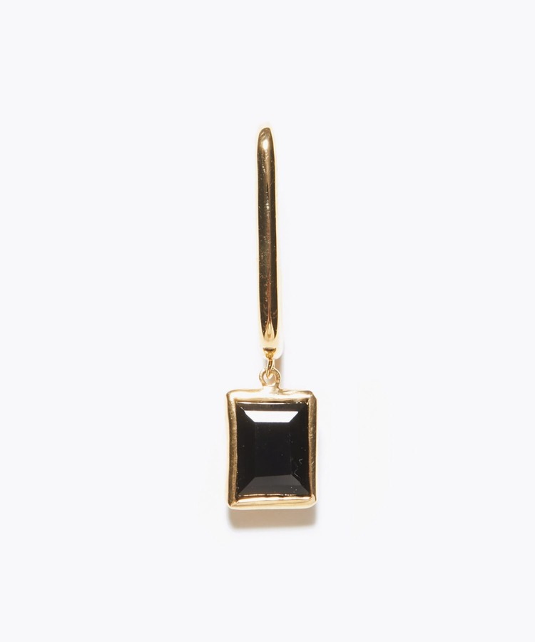[ancient] rectangle onyx organic bar single pierced earring